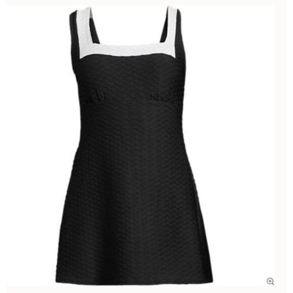 Lands' End swimsuit $135 new nwt s black Texture Square Neck modest Swim Dress - Picture 4 of 6